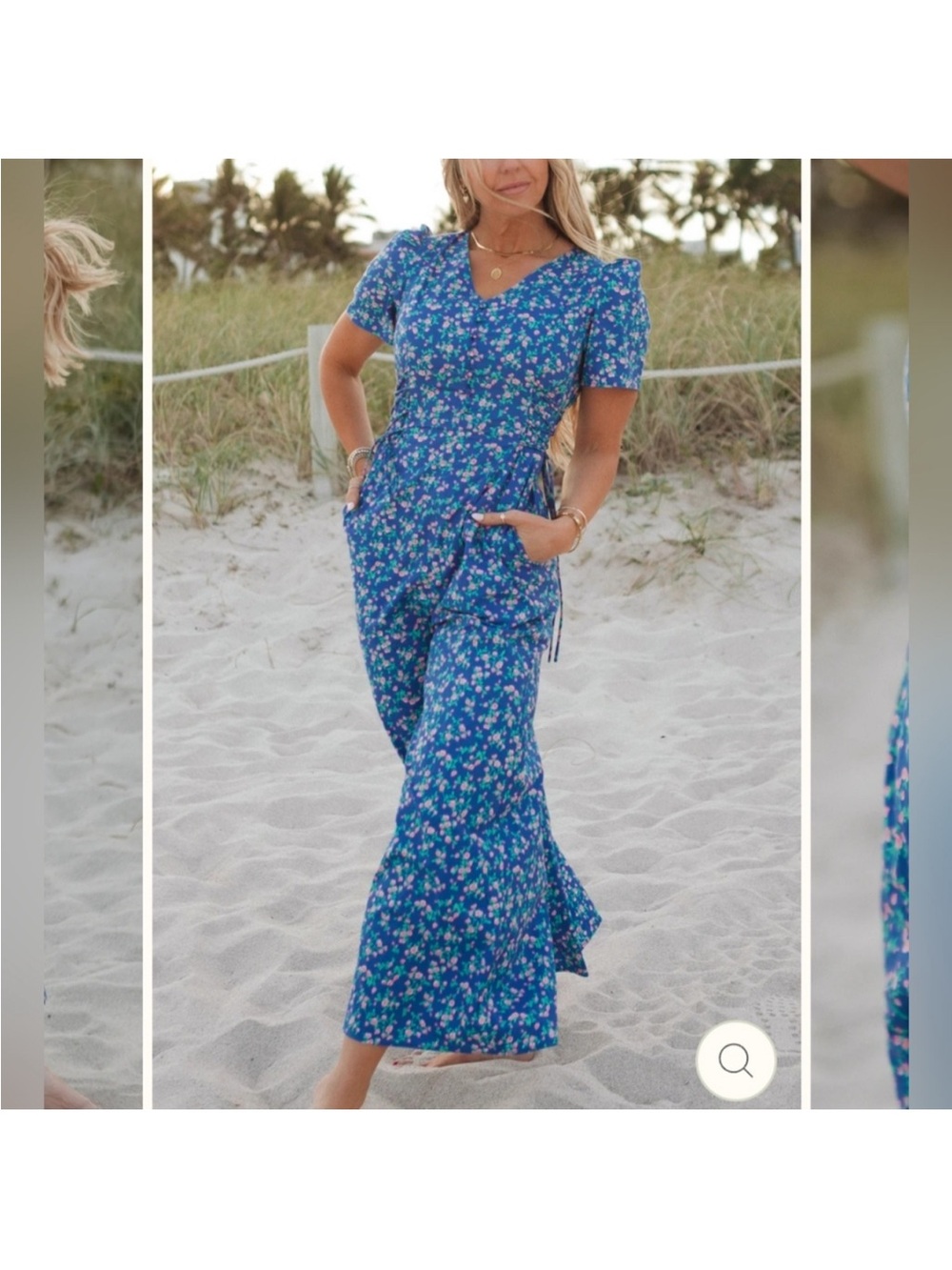 Ivy City Co Blue Floral Jumpsuit